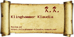 Klinghammer Klaudia névjegykártya